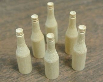 Miniature Wooden Bottles, Miniatures, dollhouse