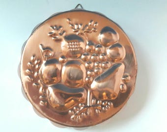 Vintage Copper Jello Mold, Fruit Design Jello Mold, Retro Mold, Jello, Vintage Jello Mold.