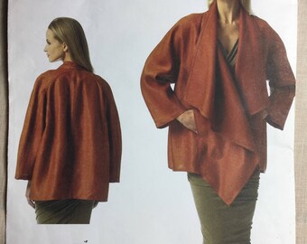 Vogue V1346, Donna Karan Pattern, Misses' Jacket, Loose Fitting, Unlined Jacket, Sizes Xsm,Sml,Med Uncut