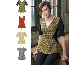 Simplicity Sewing Pattern 8168 Misses' Peplum Top with Neckline and Sleeve Variation