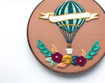 Embroidery Kit for Beginners, Hot Air Balloon, Hand Embroidery Art, DIY Craft Kit, Learn to Embroider, Modern Embroidery, Hoffelt and Hooper