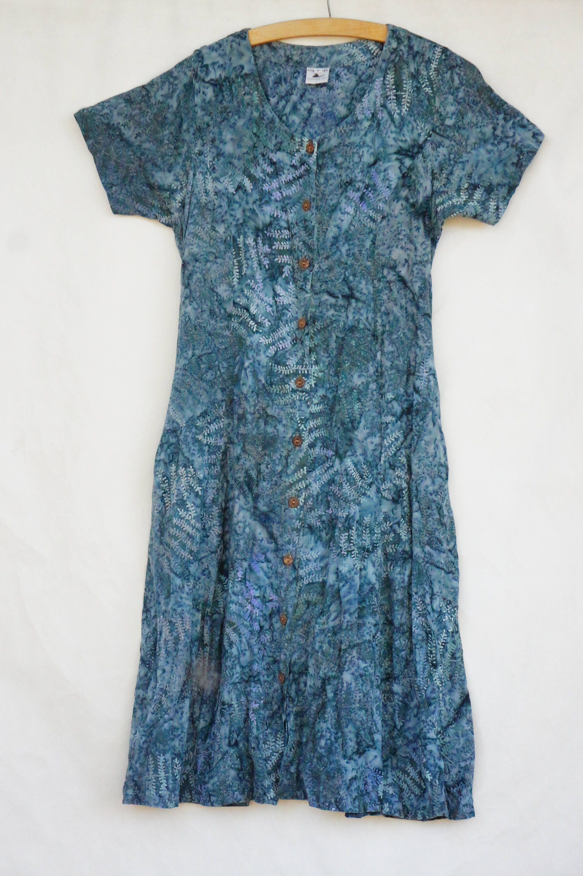 Vintage 90s Batik Print Rayon Dress Boho Hippie