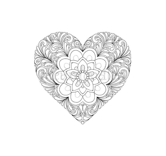 coloring page Heart printable download love colouring