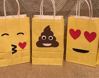 EMOJI PARTY BAGS Emoji Favor Bags Set of 10 Emoji party