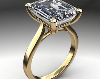 talbot ring - 6.8 carat emerald cut NEO moissanite engagement ring