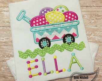 Easter Egg Wagon Ric-Rac applique embroidery design