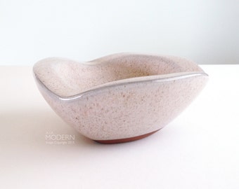 Vintage Modernist Speckled Pottery Bowl Mid Century