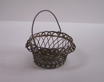 Little decorative wire handcrafted basket vintage