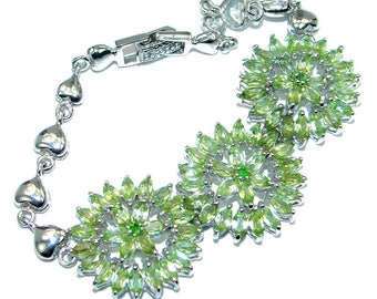 Chrome Diopside, Peridot Sterling Silver Bracelet - weight 20.50g - dim 7 8 inch - code 18-kwi-17-53