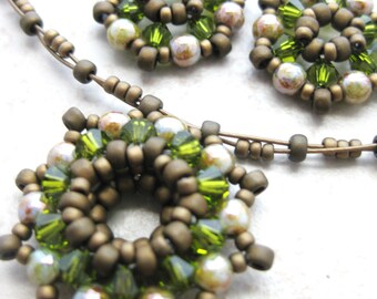 Bead Woven Pendant Necklace and Earrings Set