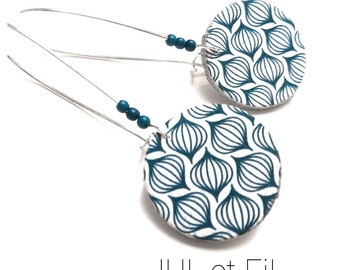 Scandinavian printed leather earrings