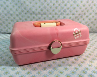 Vintage Caboodle Kit in Marbled Pink 2602 USA Made Caboodles of California