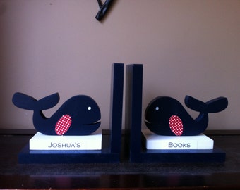 Whale bookends wooden whale nautical bookends nautical nursery whale nursery children's bookends boy's bookends personalized kid's bookends