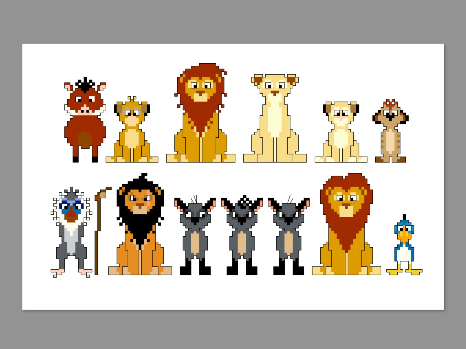 Personnage du roi lion Pixel les gens croix point PDF