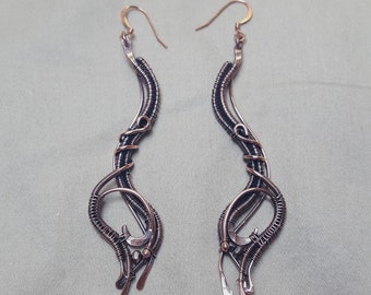 Copper Tendril Earrings