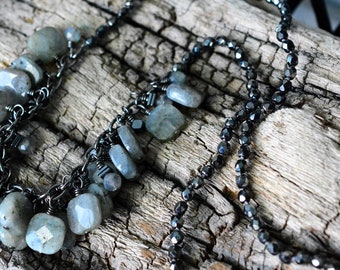 Labradorite Dangle Necklace, Labradorite Necklace, Dangle Necklace, Gemstone Necklace, Women's Necklace, Gift for her