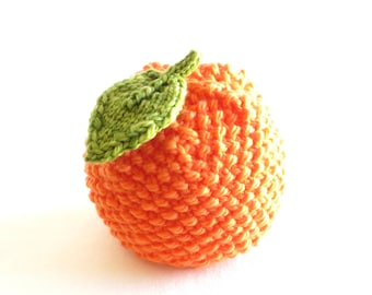 Orange Hat - Soft Hand Knit - Toddler Child size - Ready to Ship