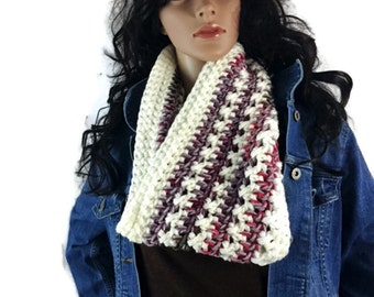 Outlander Scottish Flowers in the Snow Cowl Claire Scarf - Cream - Multicolored Diana Gabaldon Crocheted Neckwarmer CS15
