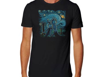 Starry Science T-shirt - Rick and Morty T-shirt - Rick Sanchez Shirt - Starry Night Shirt - Morty Smith Shirt - Van Gogh Shirt - Meeseeks