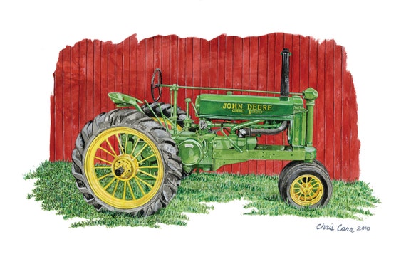 Old Johnnie John Deere Tractor Art print Watercolor