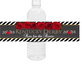 Kentucky Derby Horse Racing water bottle labels,Kentucky Derby water bottle labels,Kentucky Derby party,horse racing party theme.