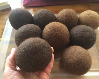 Felted alpaca dryer balls