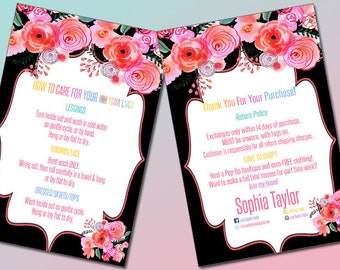 Thank You Care Cards Instructions- Post Card | 4 x 6 JPEG and PDF | Instant Download - Wash card, Care instructions