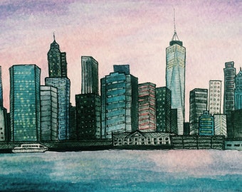 Lower Manhattan Skyline Postcard