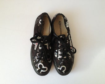 Superga Black Sneakers. Sequin Superga Low Top. Vintage Black Superga. Black Superga Sneakers. Vintage Superga Shoes. Sequin Trainers