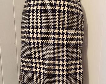 Vintage 1950s Houndstooth Wool Pencil Skirt