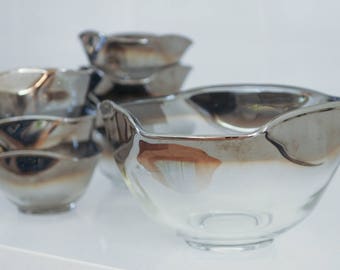 Vitreon Queens Lusterware Silver Fade Ombre Set of Bowls