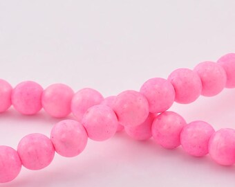 set of 10 Pink 8 mm howlite stone round beads