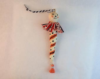 Spun Cotton, Halloween, Ooak, Vintage Inspired, Skeleton Ornament