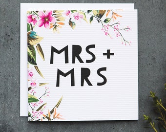 Mrs and Mrs - Lesbian Wedding - Wedding Card - Gay Wedding Card - Congratulations Card - Wedding Day Card - Bride and Bride - LGBT Wedding