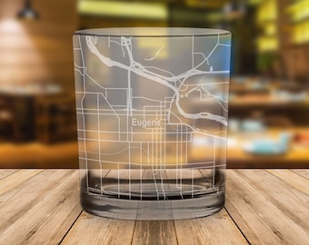 Eugene Oregon Map Whiskey Glass Gift