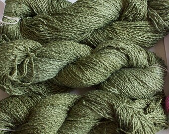 Parakeet, Hand-dyed Rayon Boucle Yarn, 225 yds - Olive