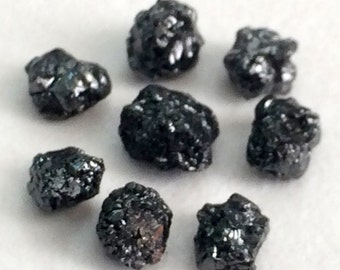 4 Pcs Black Diamonds, Black Rough Diamond, Natural Black Raw Diamond, Uncut Diamond, Conflict Free 3.5-5mm - DS111
