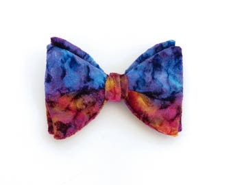 Multi-color velvet clip-on bow tie, 1970's vintage