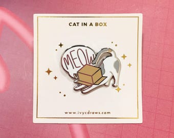 Cat In A Box Enamel Pin