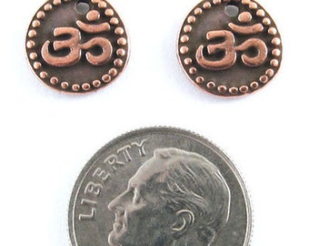 TierraCast Pewter Om Coin Charms-2-SIDED Copper OHM AUM (2)