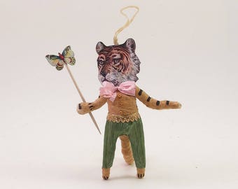 Vintage Inspired Spun Cotton Gentle Tiger Man Figure/Ornament (MADE TO ORDER)