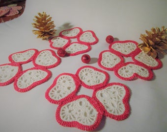 "Heart" coasters red and white