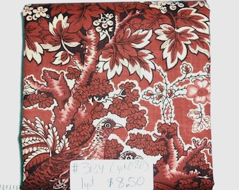 Fabric -1yd piece Old Fashioned Brown/Sepia/Birds -Grouse/Quail/Partridge -Floral/Leaves/outdoor/rustic/vintage type print(#yd080) -Benertex
