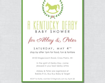 Kentucky Derby Baby Shower Invitation - Digital File