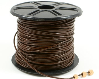 Brown Leather Cord, 1mm, Genuine Leather Cord, Lead Free, Round Leather Cord, RETAIL - 1 YARD/order