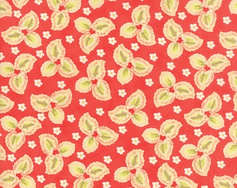 Fig Tree Fabric Red Hazel and Plum Fabric - Red Floral Leaf Quilt Fabric By The 1/2 Yard