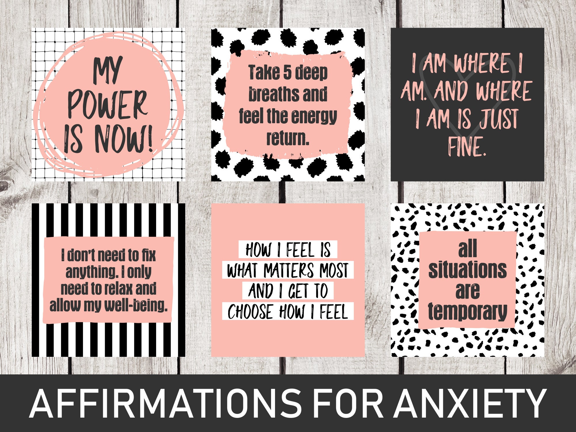 Vision Board Printables Affirmations for Anxiety Printable