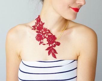 Burgundy Statement Necklace/ LASATA