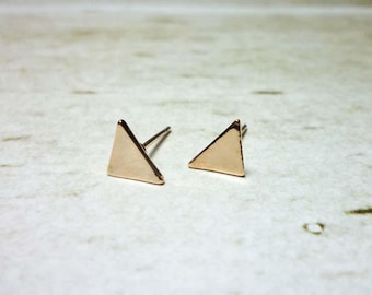 Triangle Stud Earrings, Rose Gold Triangle Earrings