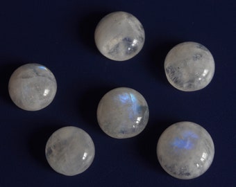 30.1cts Natural Moonstone Cabochon Lot, Rainbow Moonstone 6 Pieces, Loose Stone Round Moonstone, Semi Precious Gemstone, Natural Stone LN374